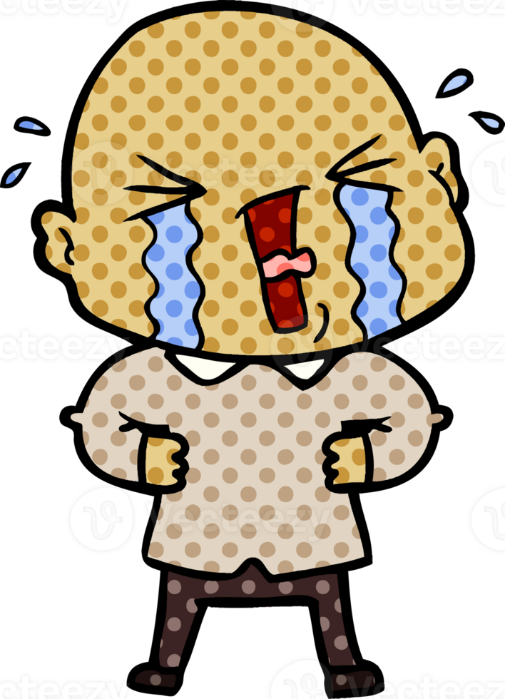 cartoon crying bald man png
