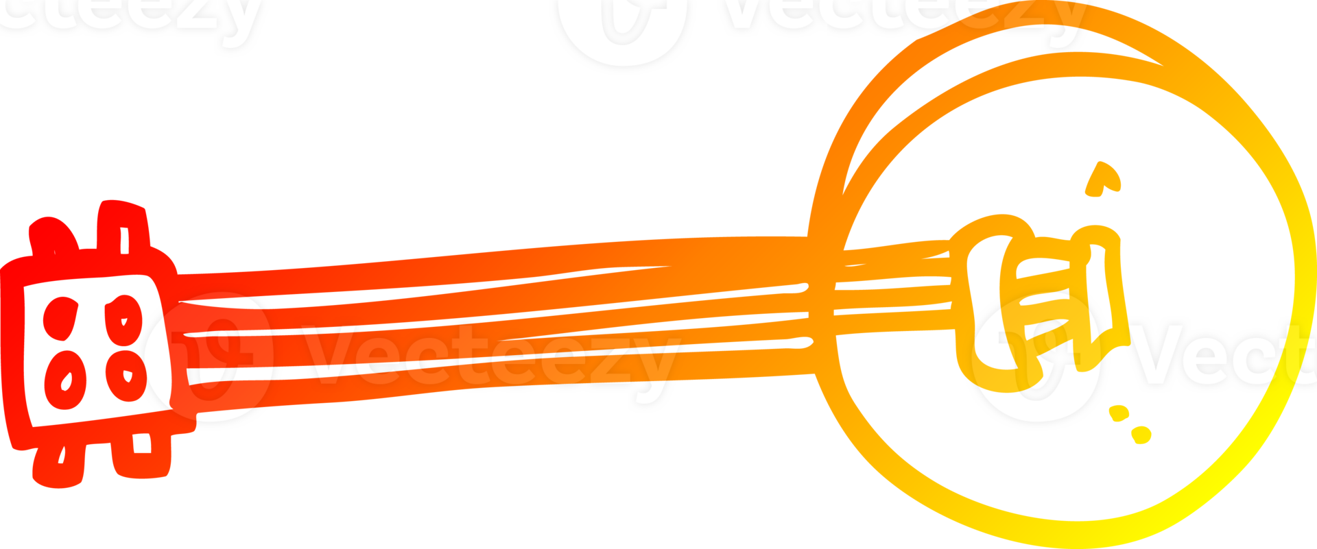 warm gradient line drawing of a cartoon banjo png