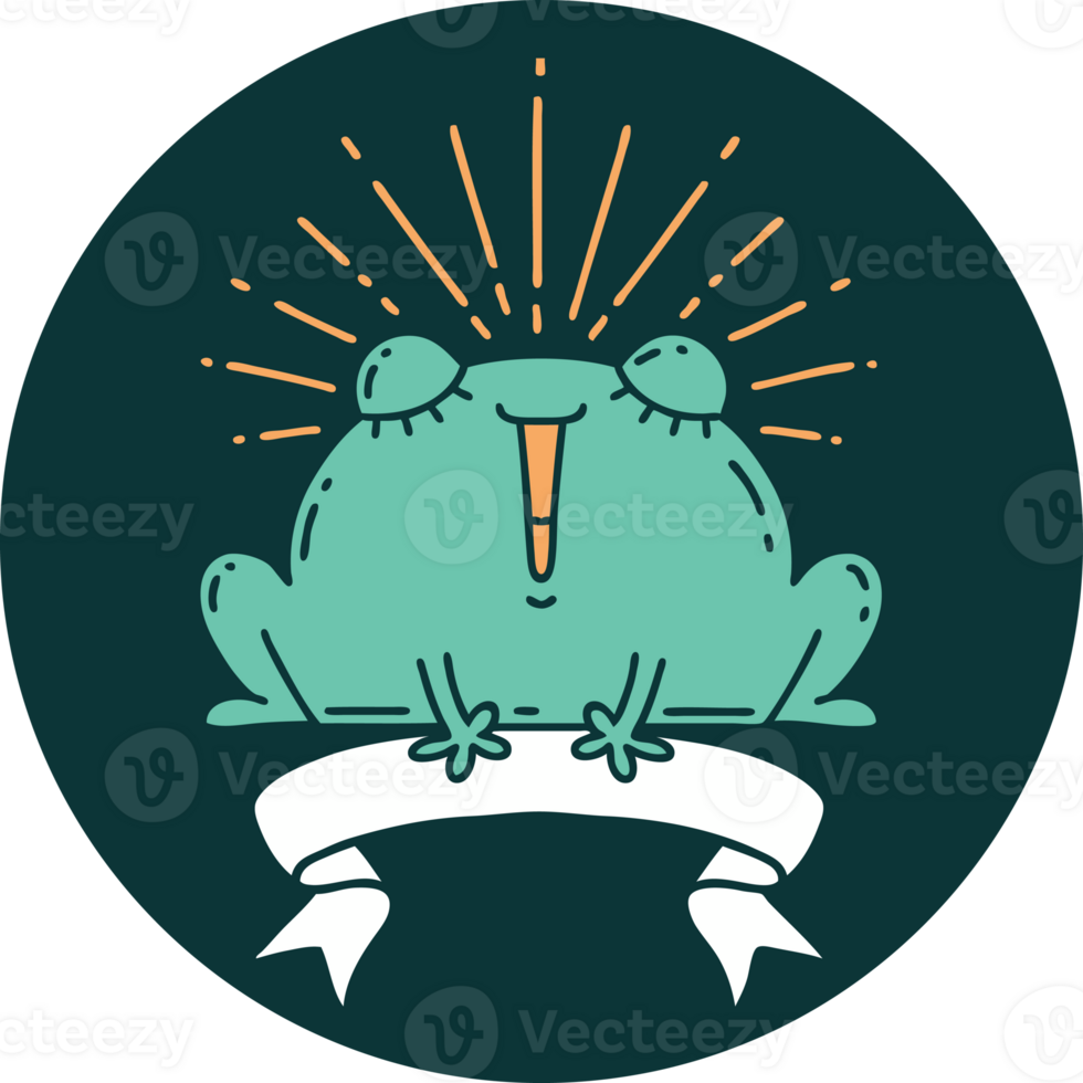 icon of a tattoo style happy frog png