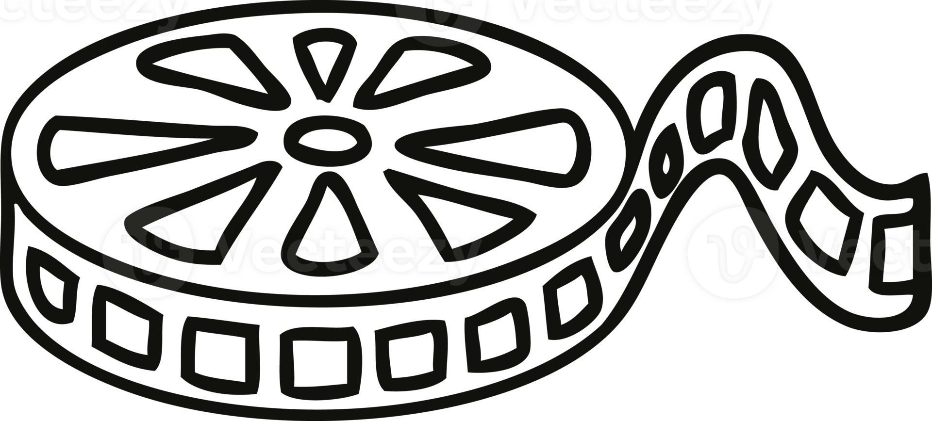 line drawing cartoon of a film reel png