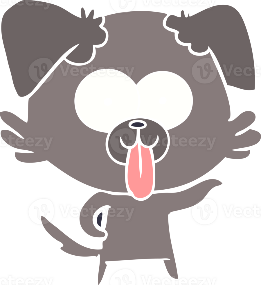 flat color style cartoon dog with tongue sticking out png