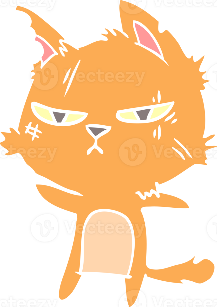 gato de desenho animado de estilo de cor plana resistente png