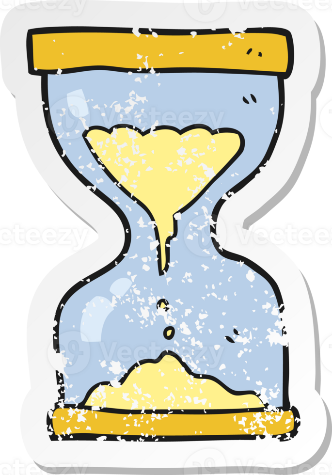 retro distressed sticker of a cartoon sand timer hourglass png