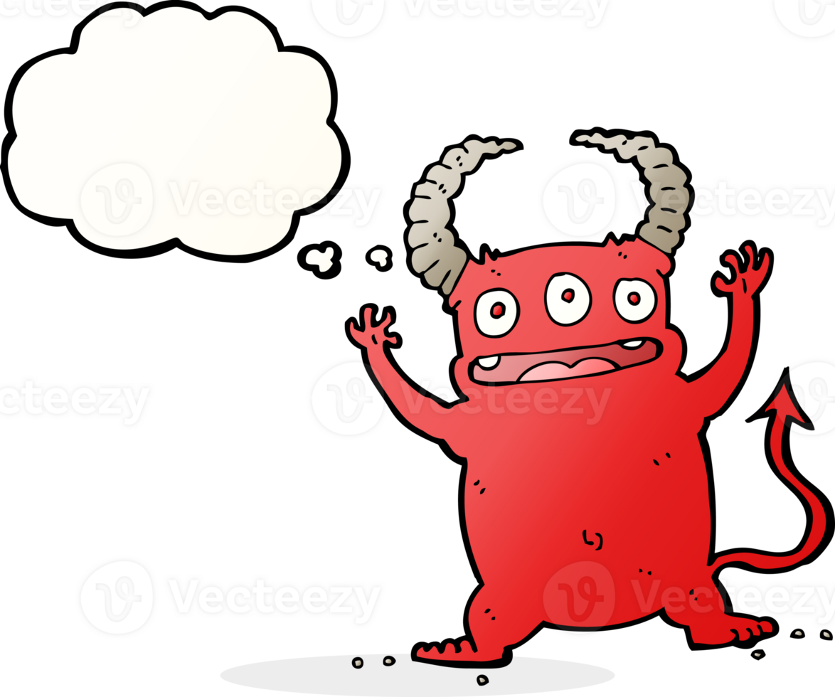 cartoon little devil with thought bubble png