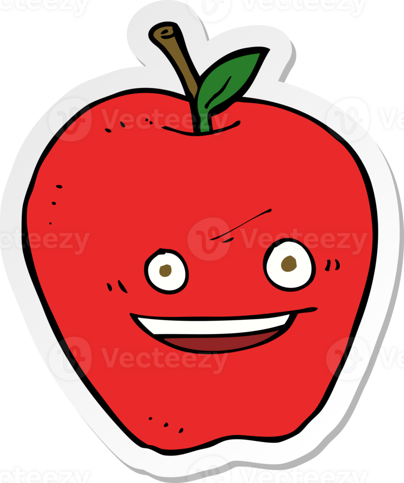 sticker of a cartoon happy apple png