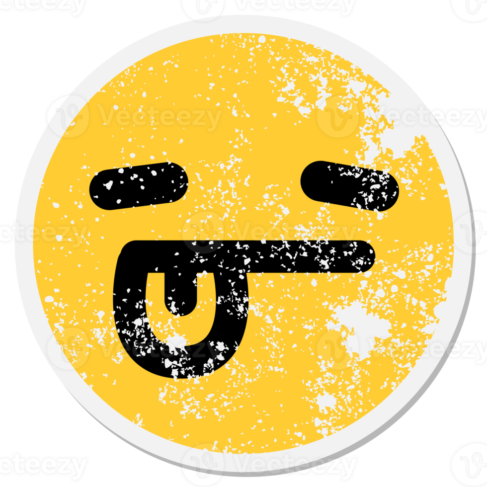 tired face with lolling tongue circular sticker png