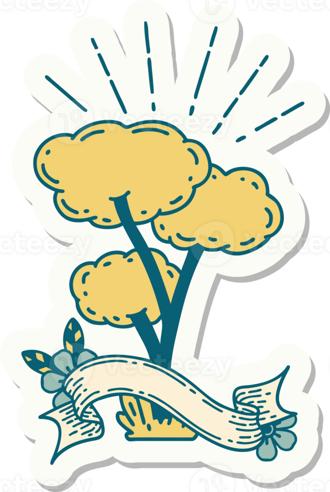 sticker of a tattoo style tree png