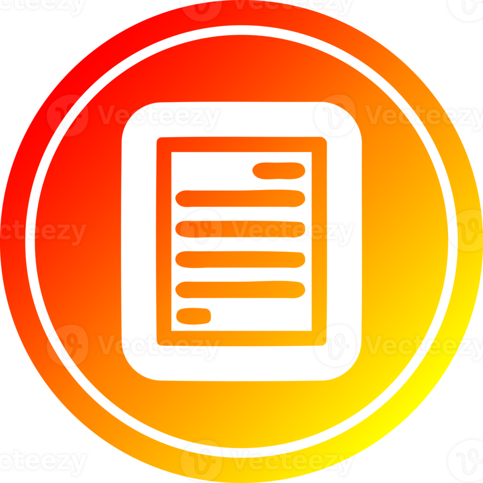 official document circular icon with warm gradient finish png