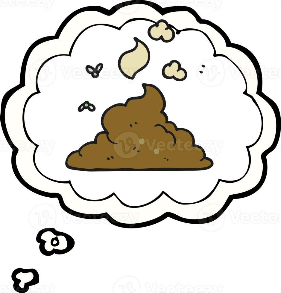 hand drawn thought bubble cartoon steaming pile of poop png