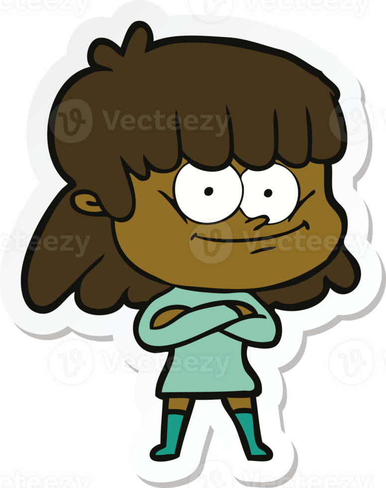 sticker of a cartoon smiling woman png