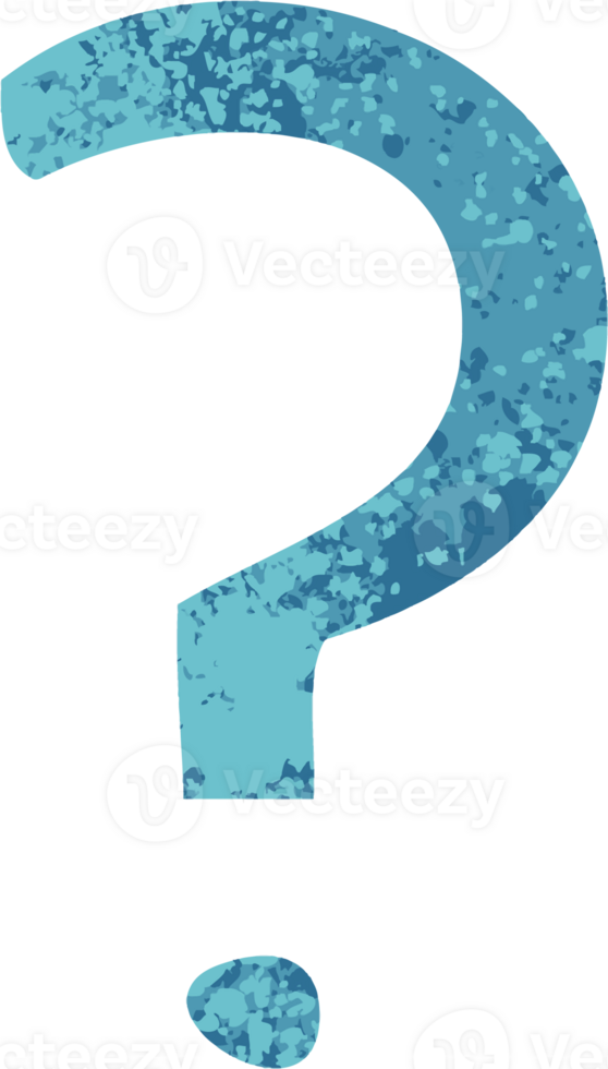 retro illustration style cartoon of a question mark png