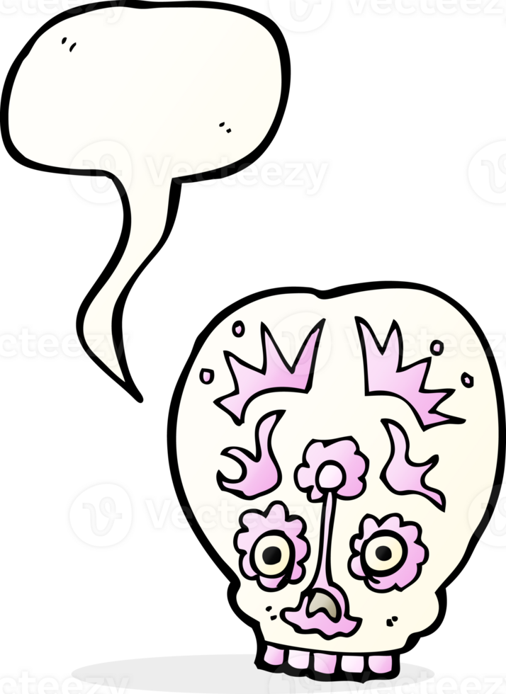 cartoon sugar skull with speech bubble png