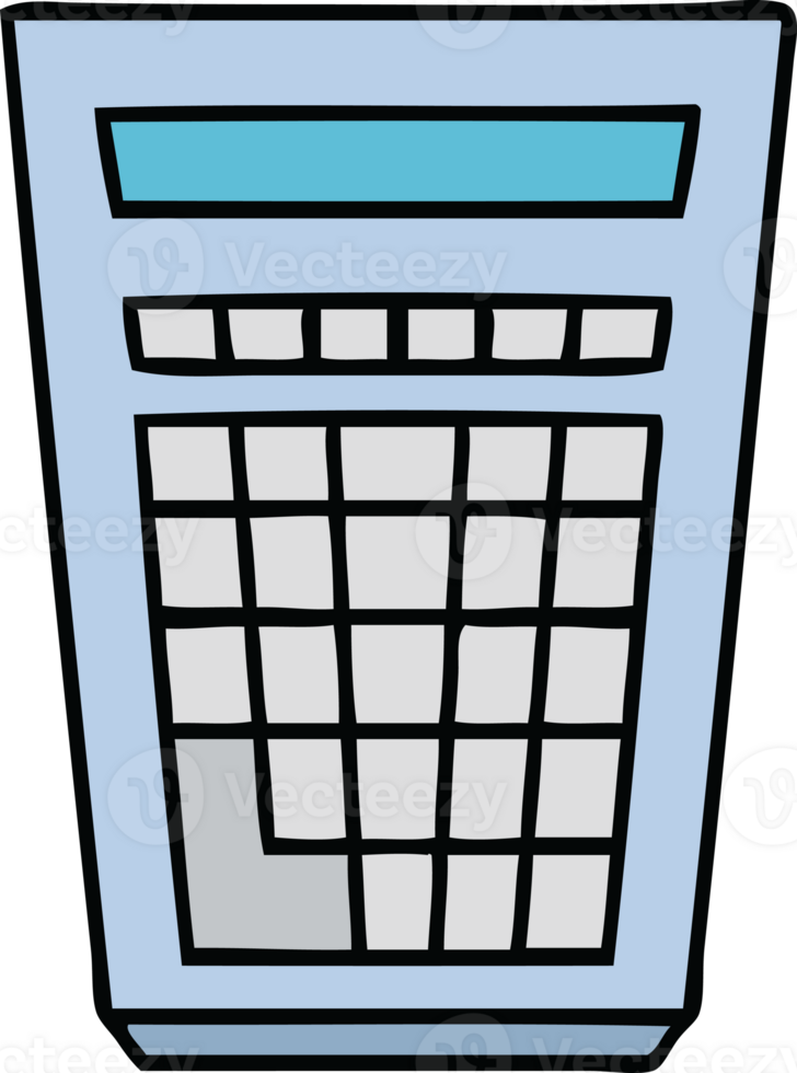hand drawn quirky cartoon calculator png