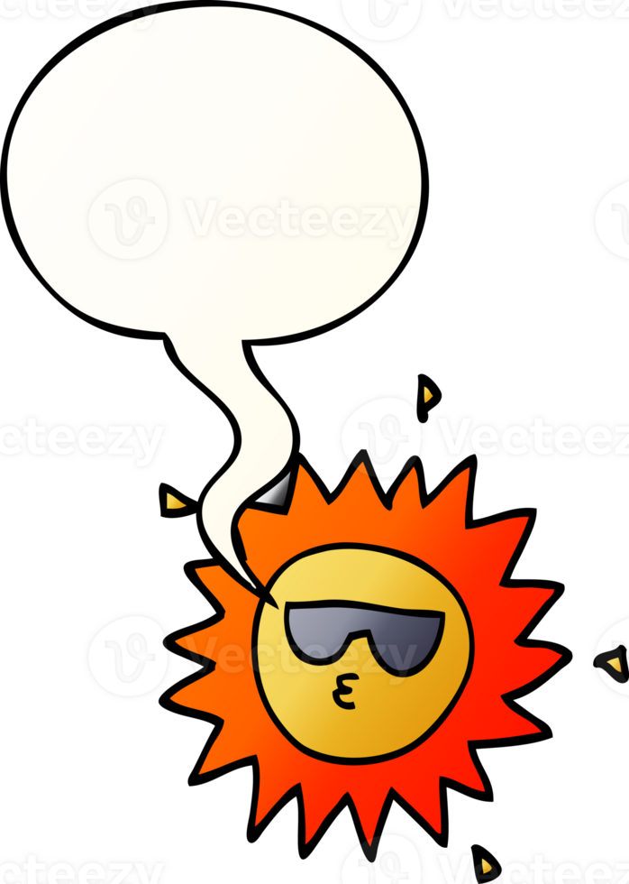 cartoon sun with speech bubble in smooth gradient style png