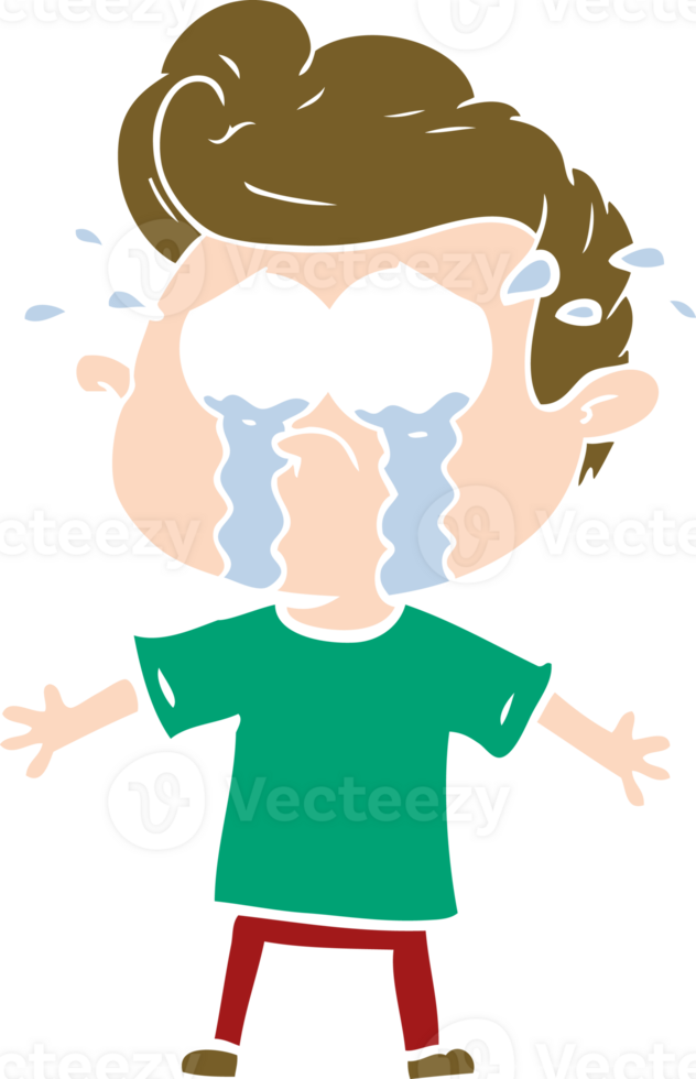 flat color style cartoon crying man png