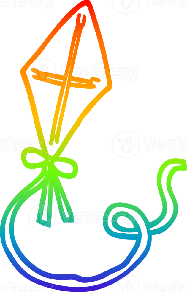 arc en ciel pente ligne dessin de une dessin animé cerf-volant png