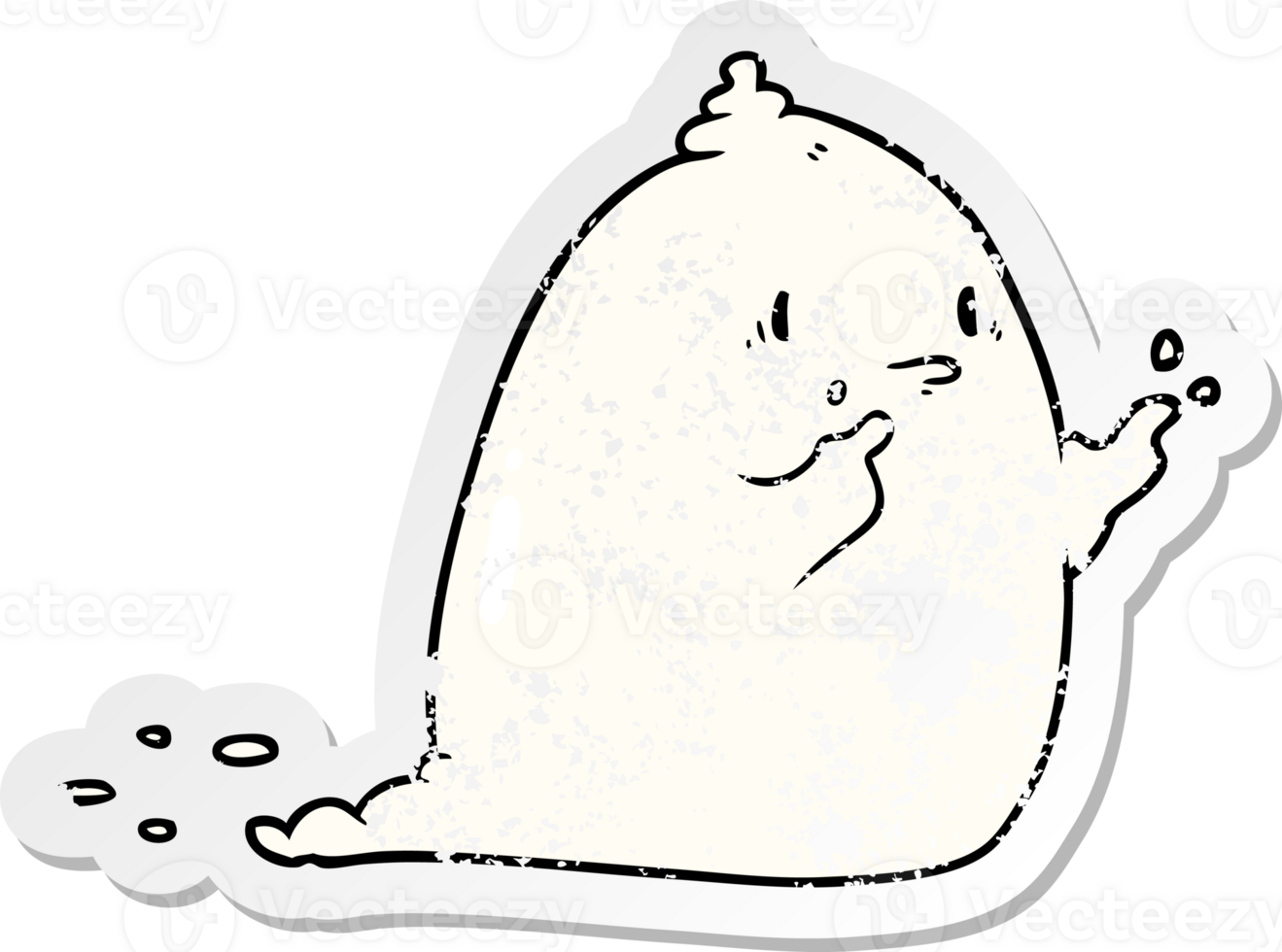 distressed sticker of a cartoon spooky ghost png