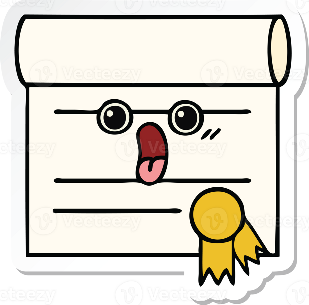 sticker of a cute cartoon certificate png