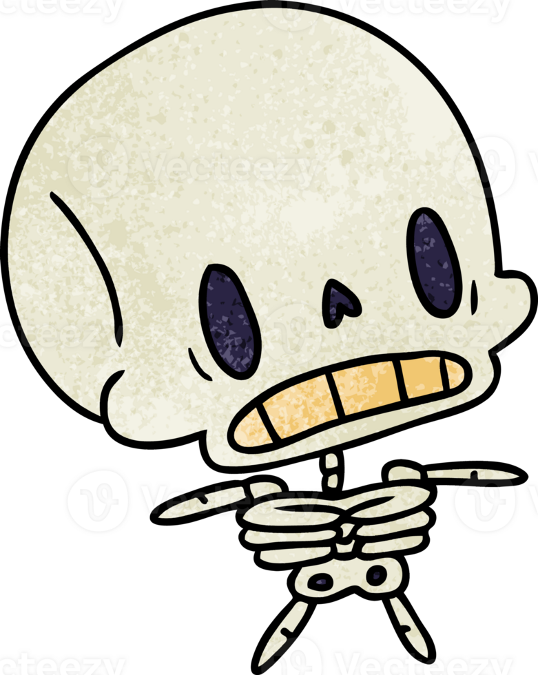 textured cartoon illustration kawaii cute dead skeleton png