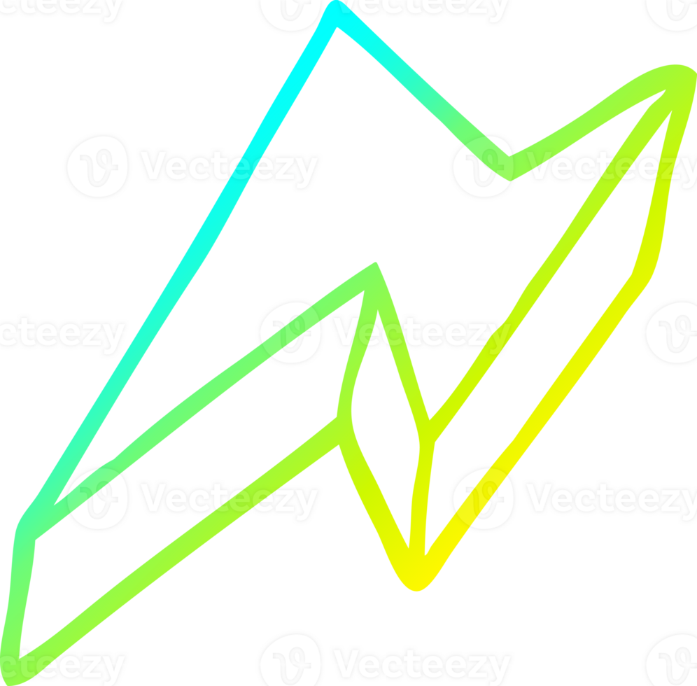 cold gradient line drawing of a cartoon decorative lightning bolt png