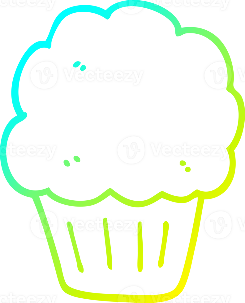 cold gradient line drawing of a cartoon cupcake png