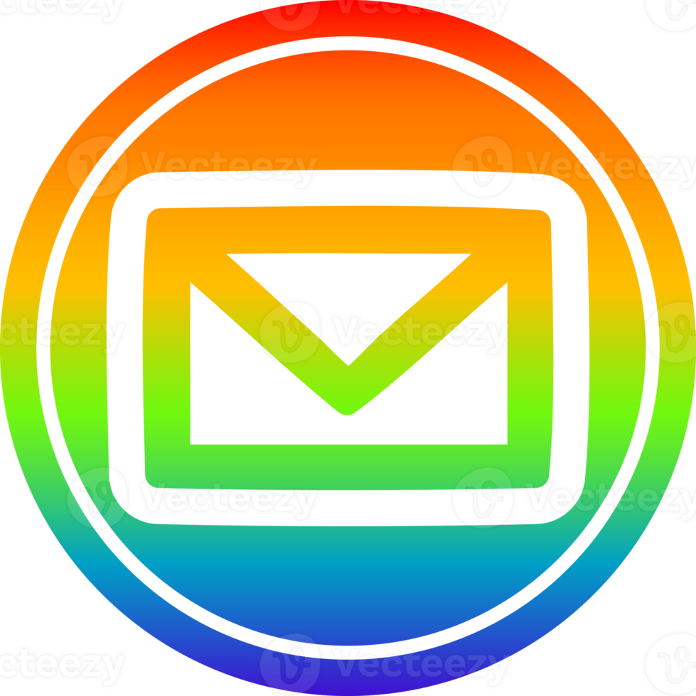 envelope letter circular icon with rainbow gradient finish png