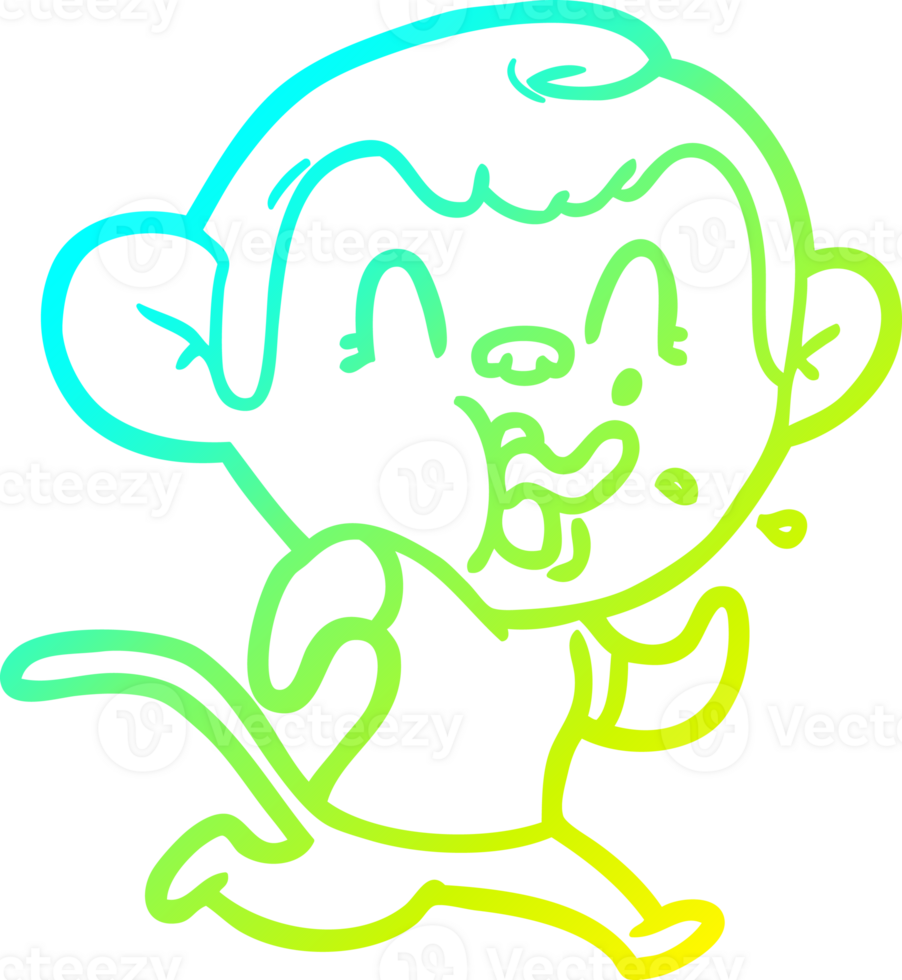 cold gradient line drawing of a crazy cartoon monkey running png
