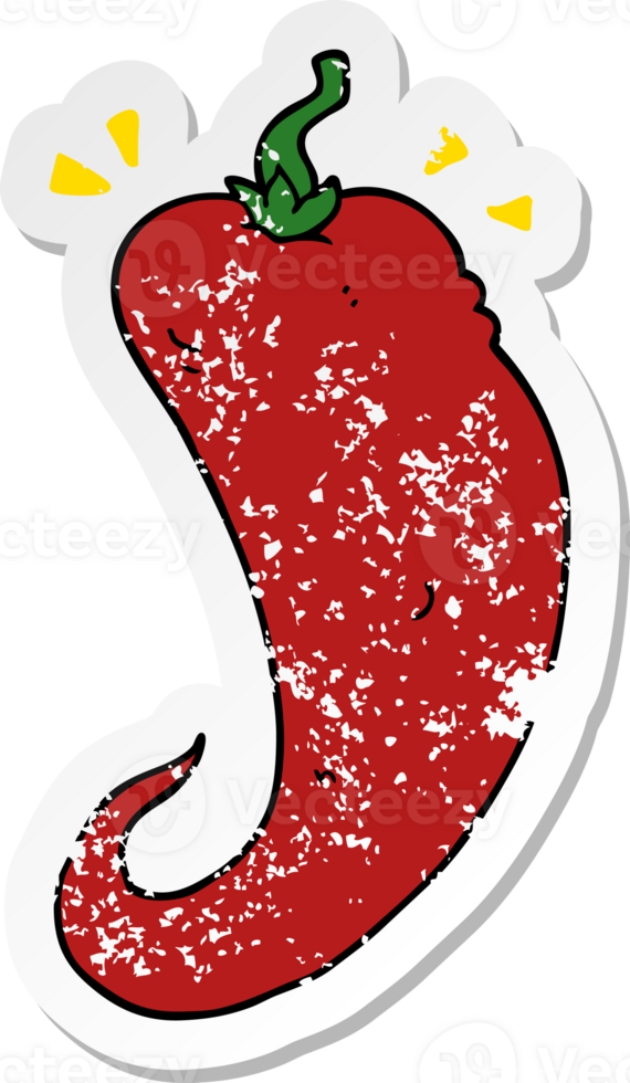 distressed sticker of a cartoon chili pepper png