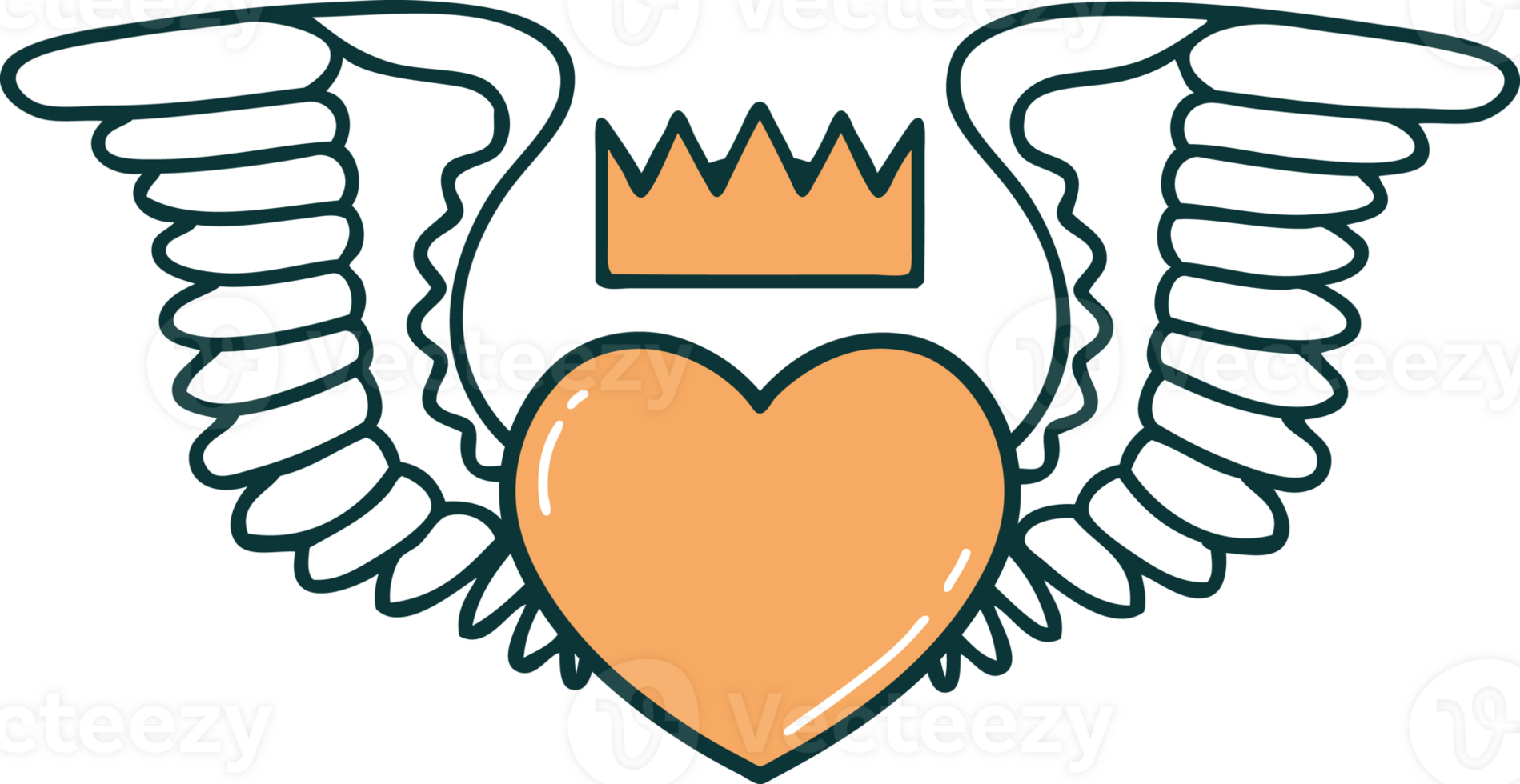 iconic tattoo style image of a heart with wings png