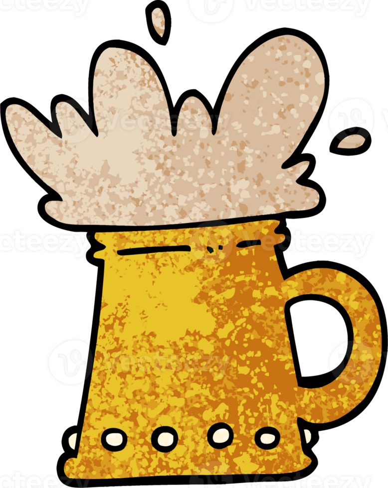 grunge textured illustration cartoon beer tankard png