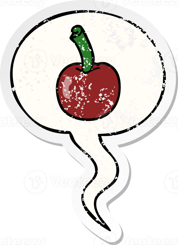 cartoon cherry with speech bubble distressed distressed old sticker png