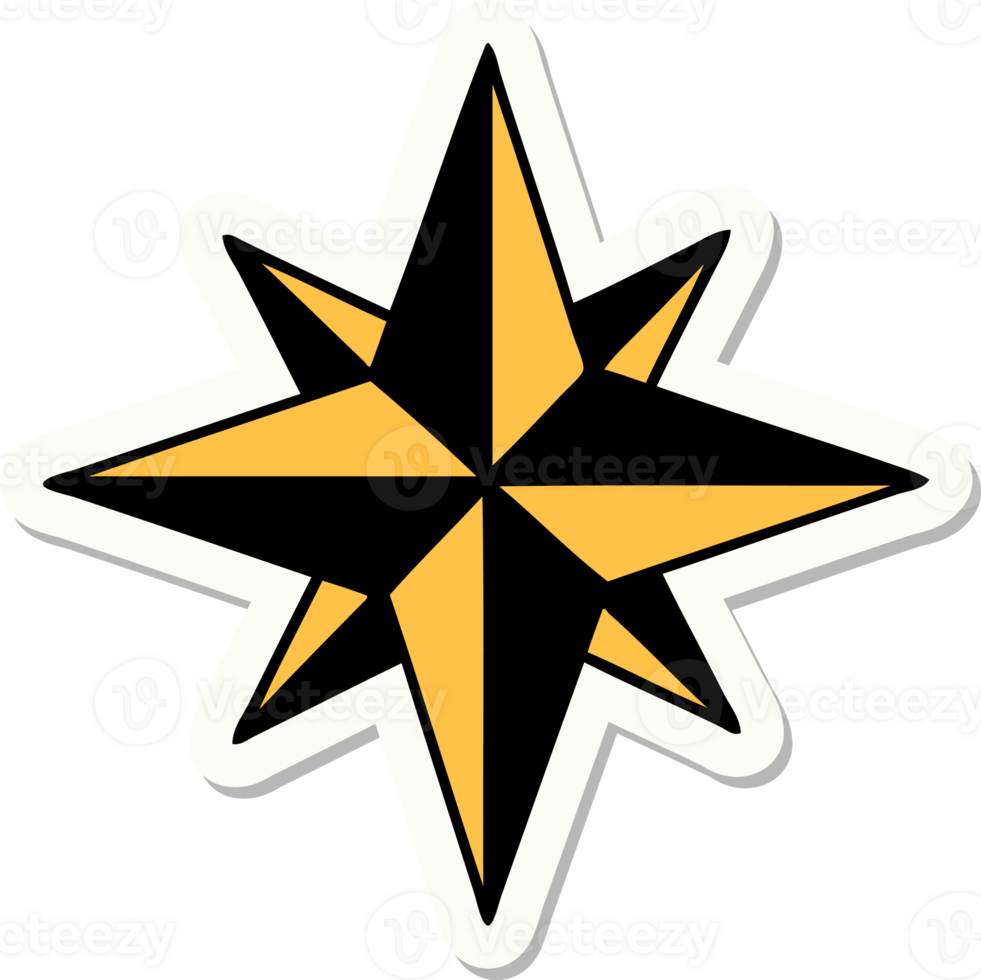 sticker of tattoo in traditional style of a star png