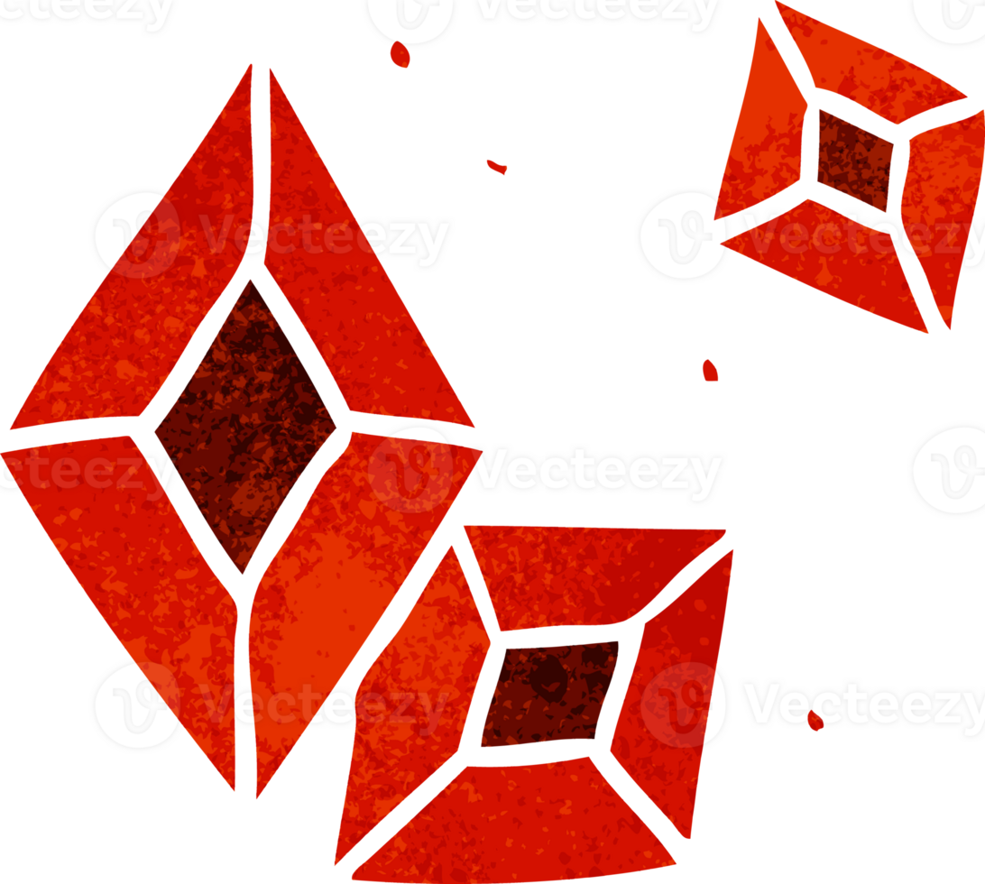 hand drawn retro cartoon doodle of some ruby gems png