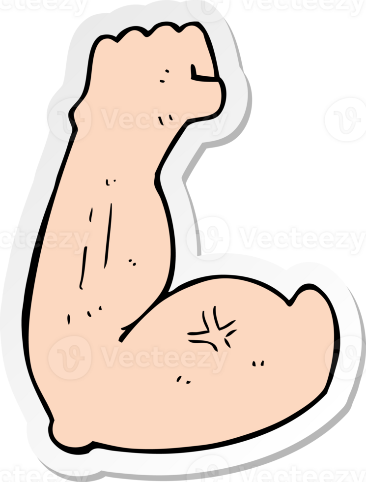 sticker of a flexing bicep cartoon png