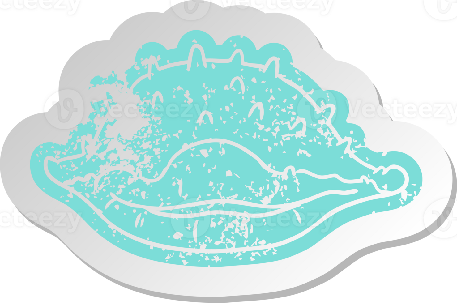 distressed old cartoon sticker of a sea shell png
