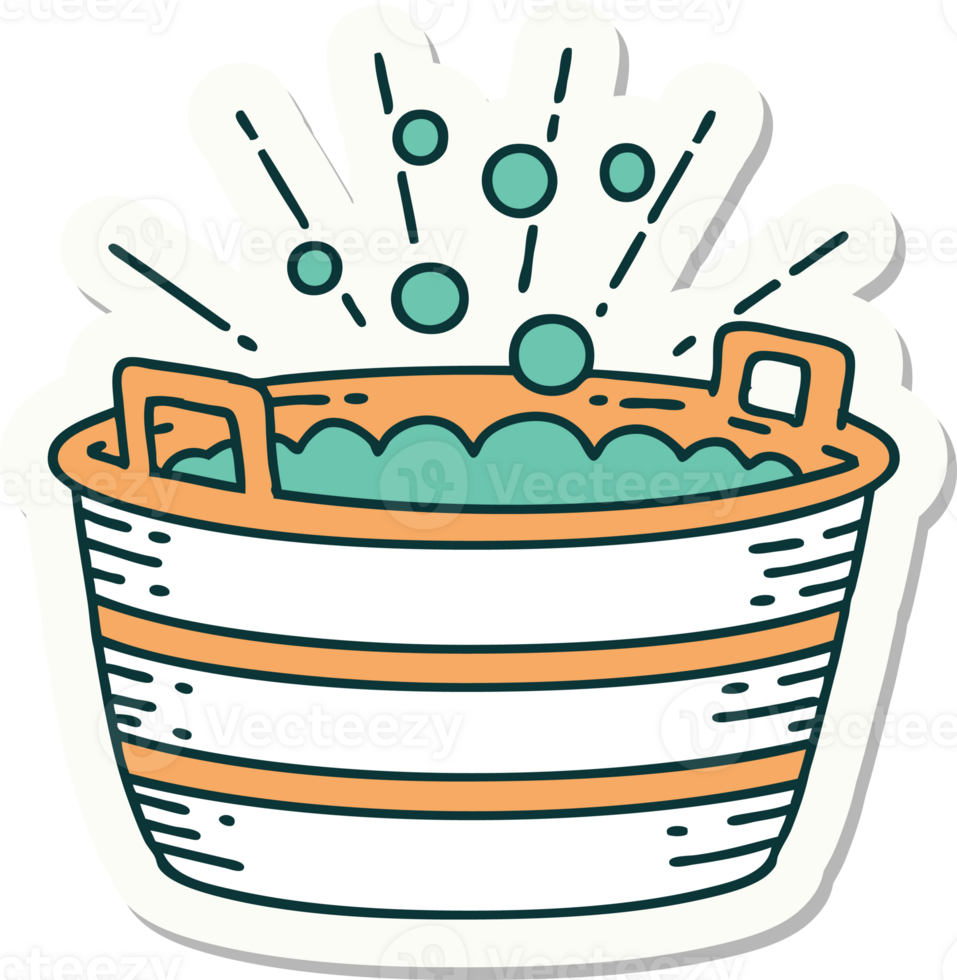 sticker of a tattoo style tin bath png