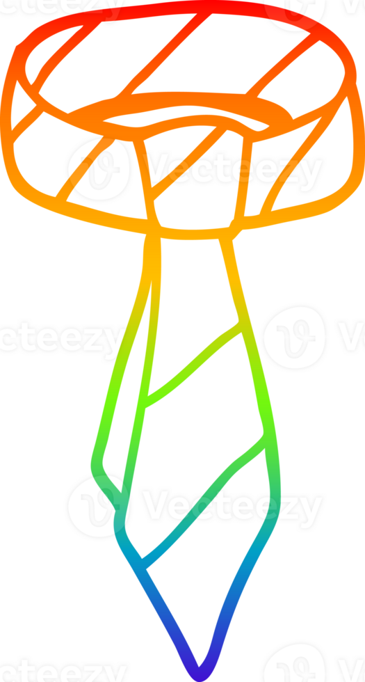 rainbow gradient line drawing of a cartoon tie png