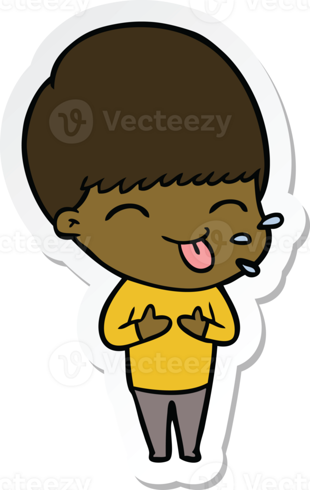 sticker of a funny cartoon boy png