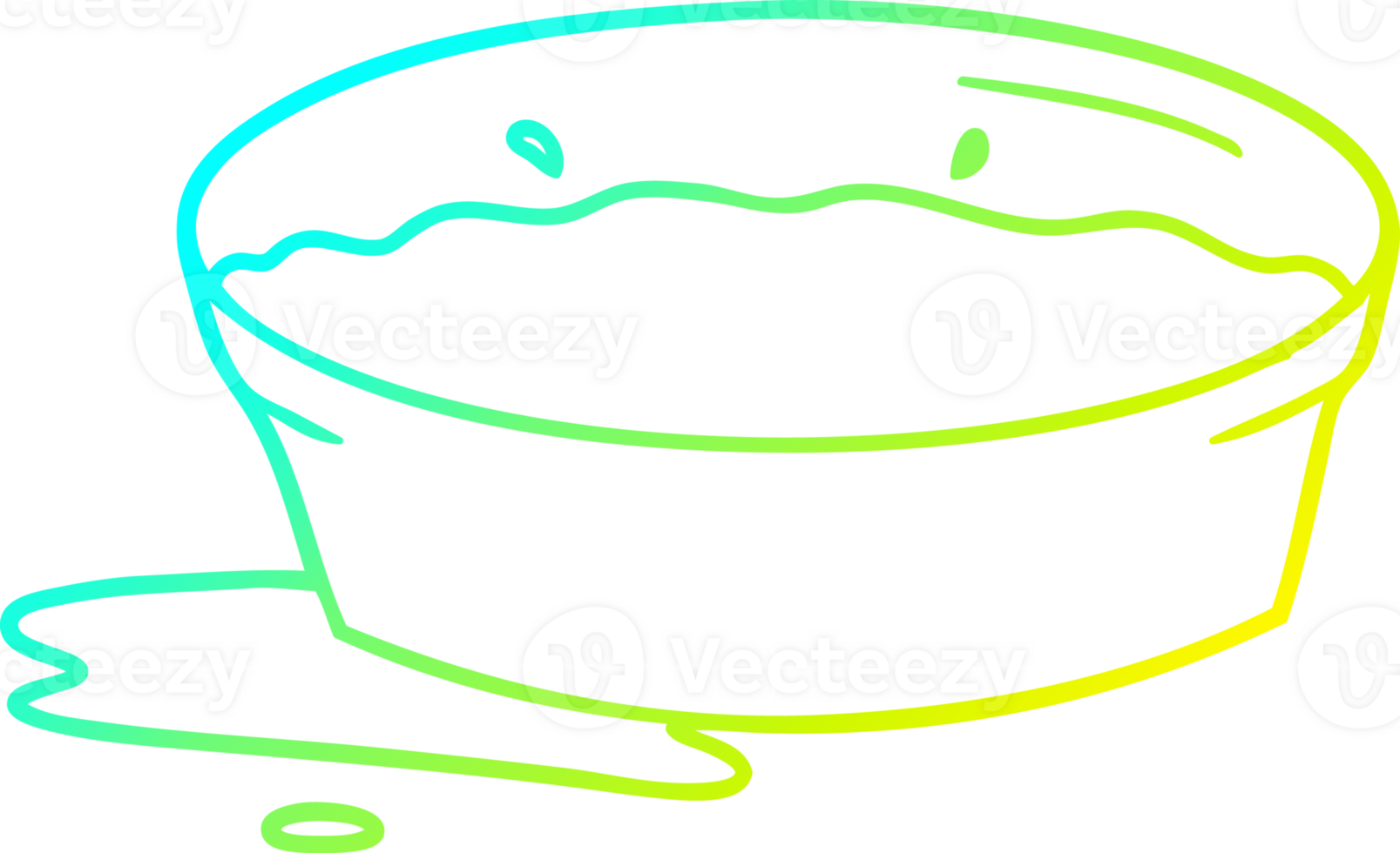 cold gradient line drawing of a cartoon dog water bowl png