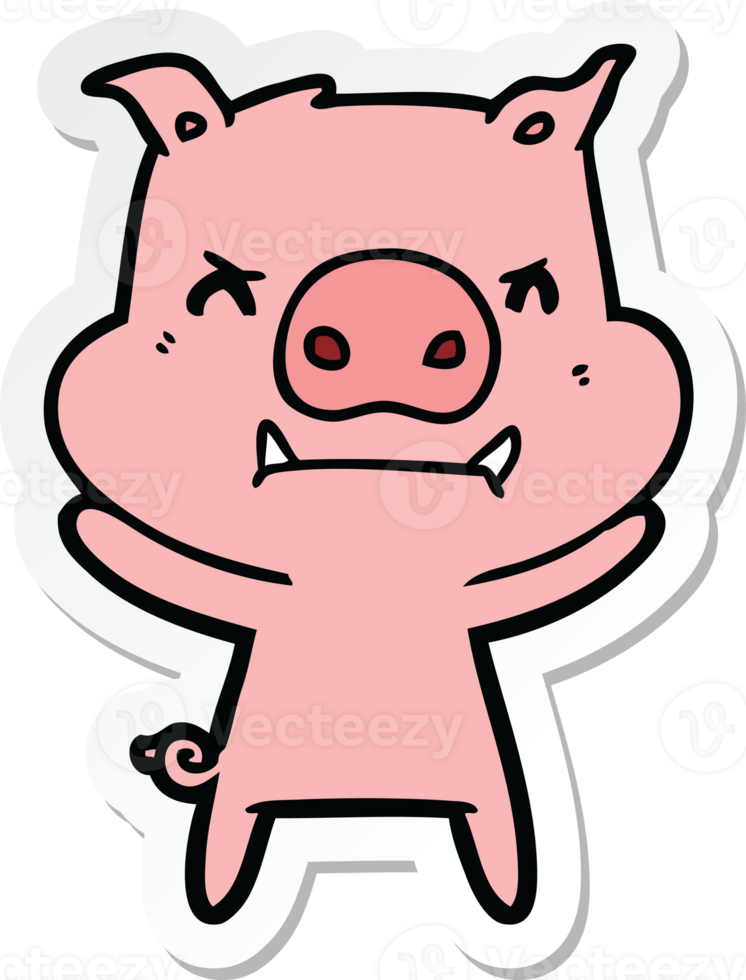 sticker of a angry cartoon pig png
