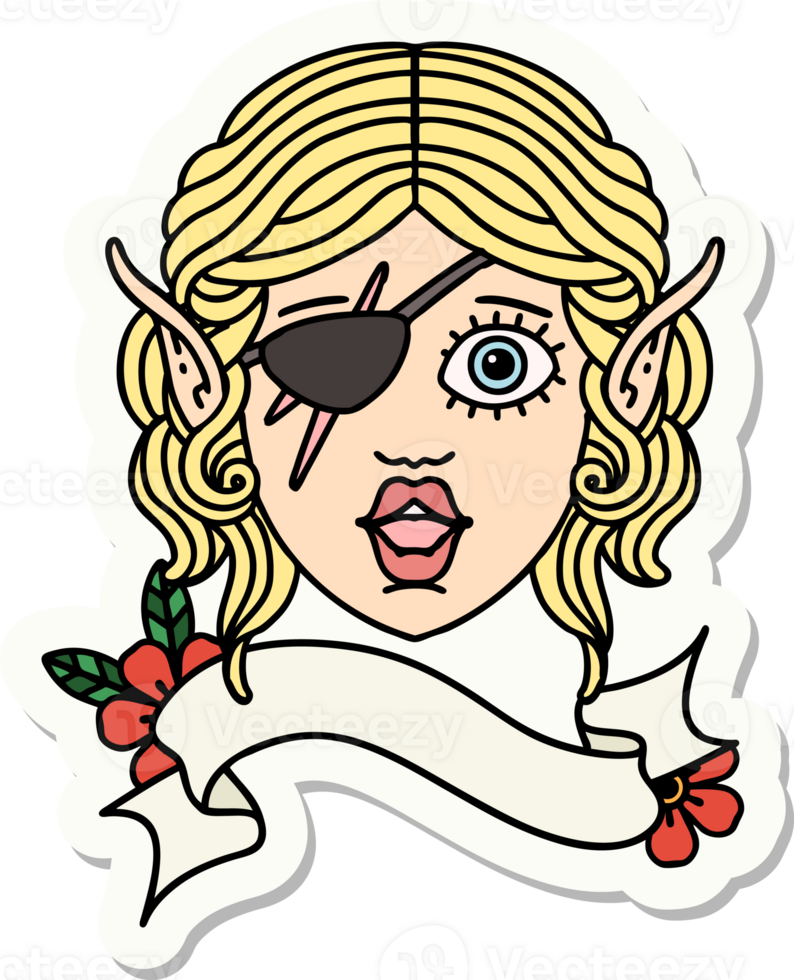 sticker of a elf rogue character face png