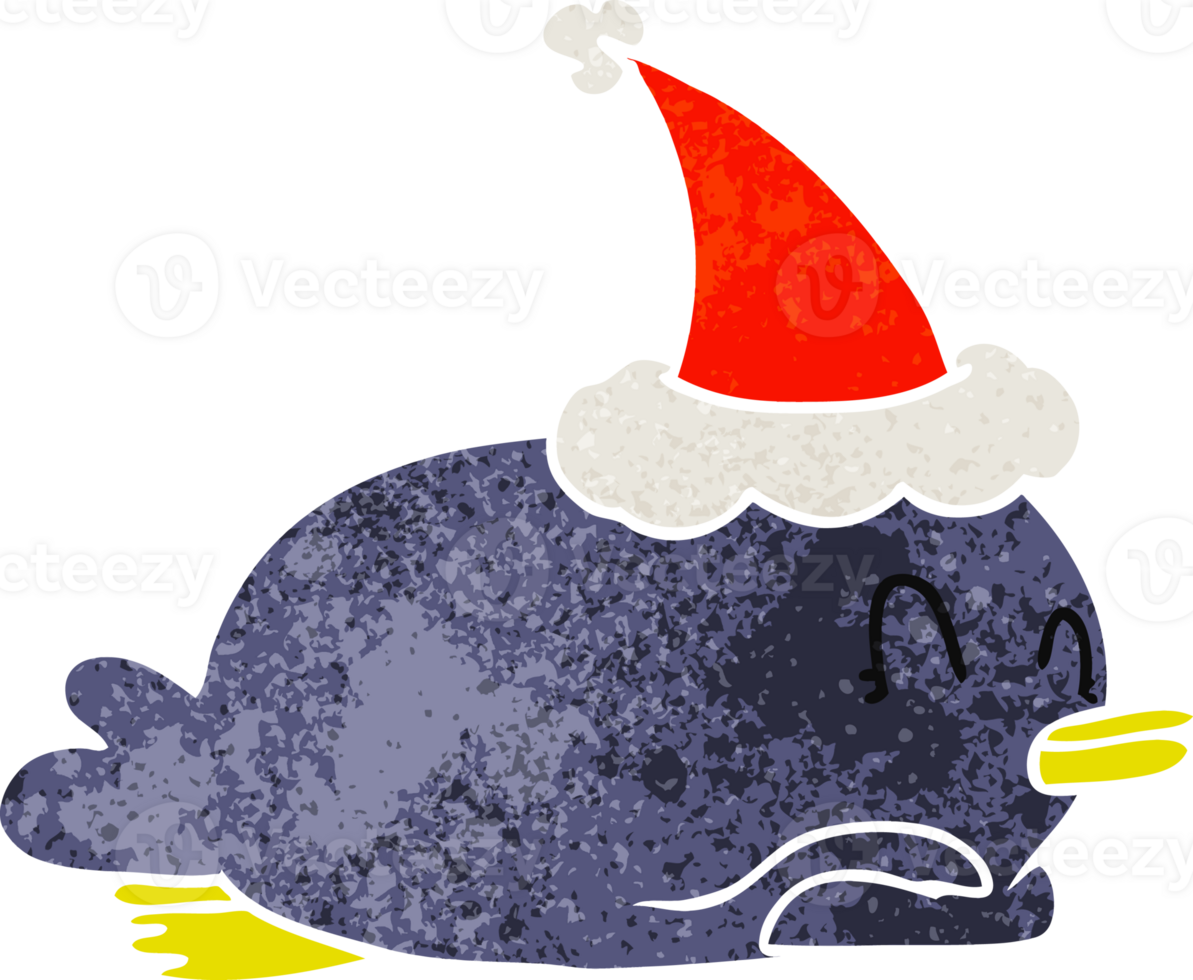 penguin lying on belly wearing santa hat png