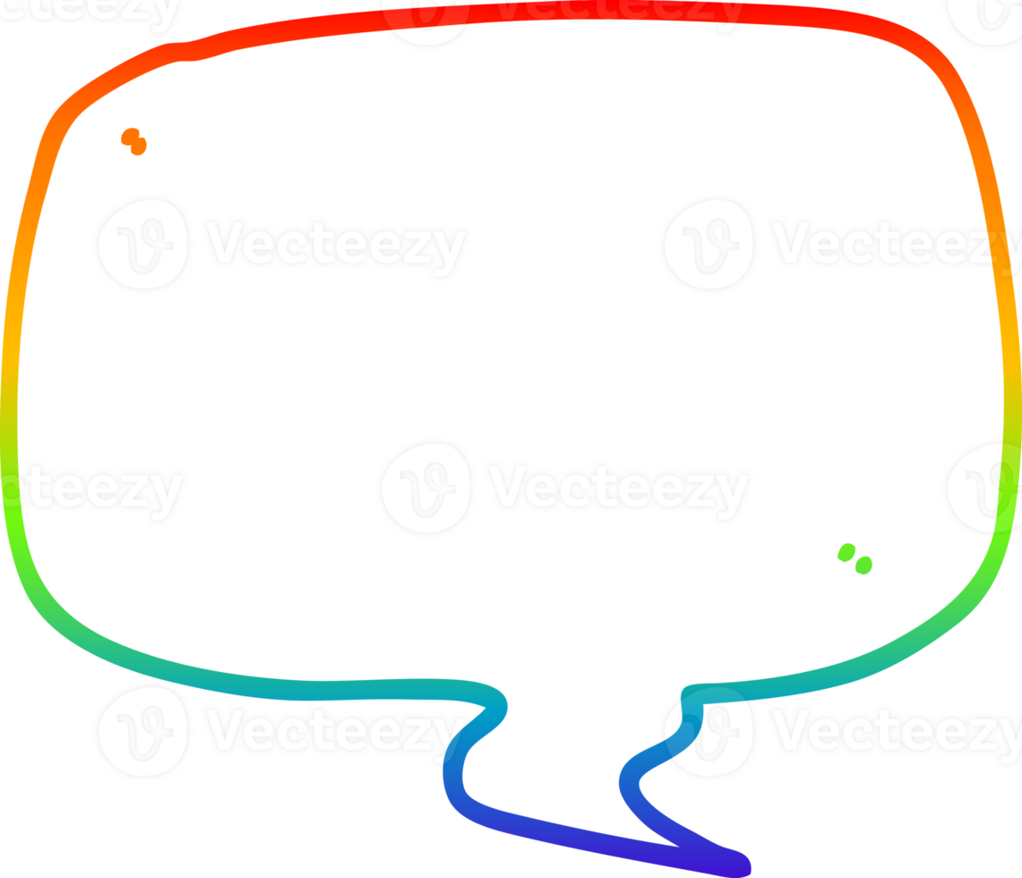 rainbow gradient line drawing of a cartoon speech bubble png