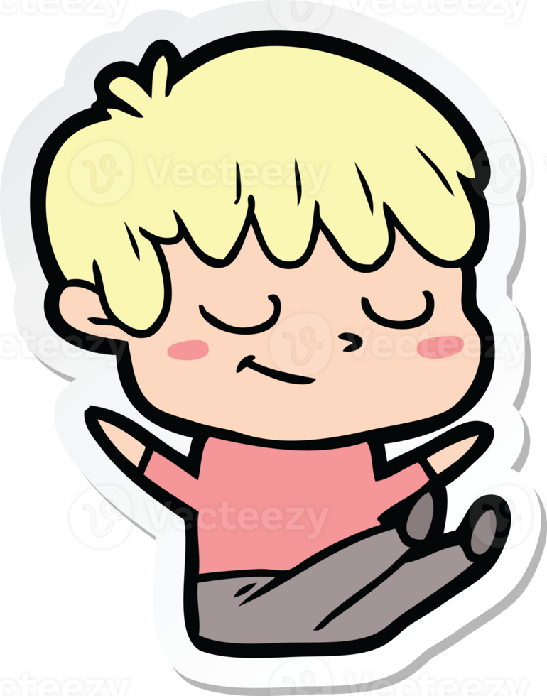 sticker of a cartoon happy boy png