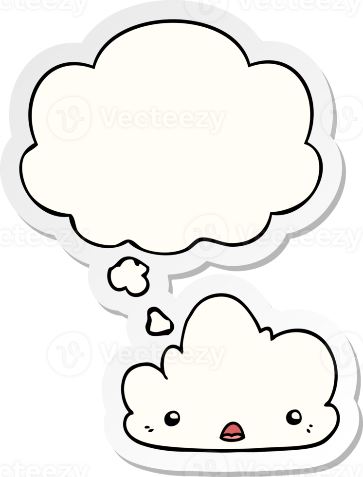 cute cartoon cloud with thought bubble as a printed sticker png