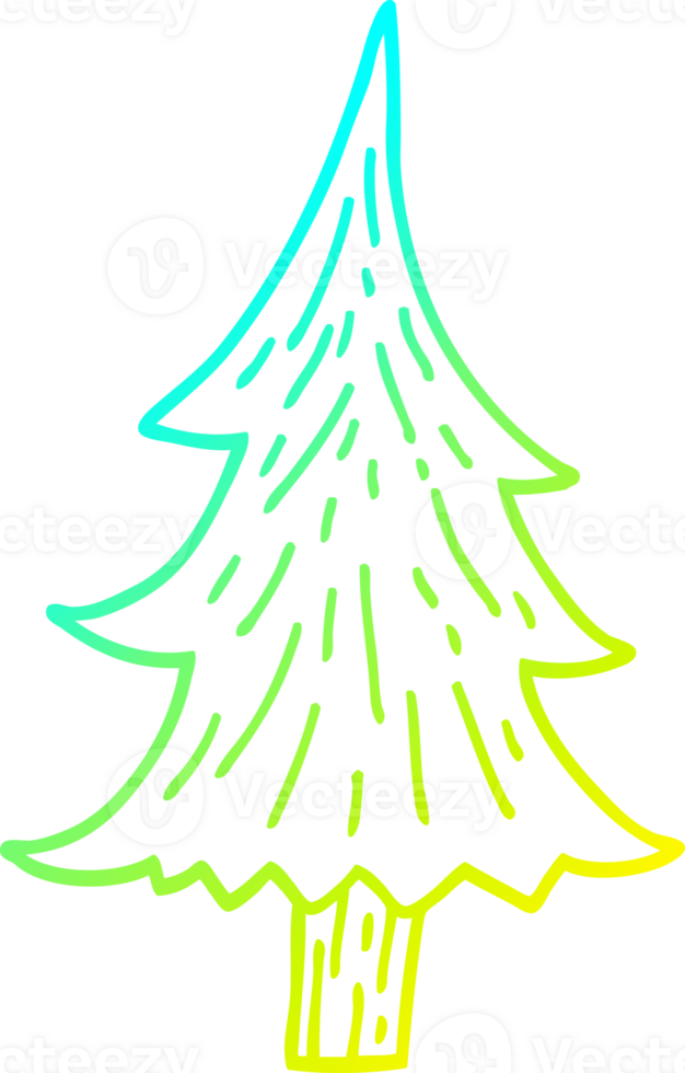 cold gradient line drawing cartoon pine trees png