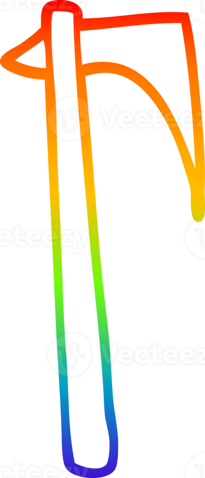 rainbow gradient line drawing cartoon sharp axe png