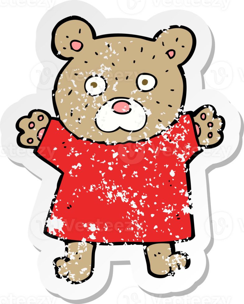 retro distressed sticker of a cartoon cute teddy bear png