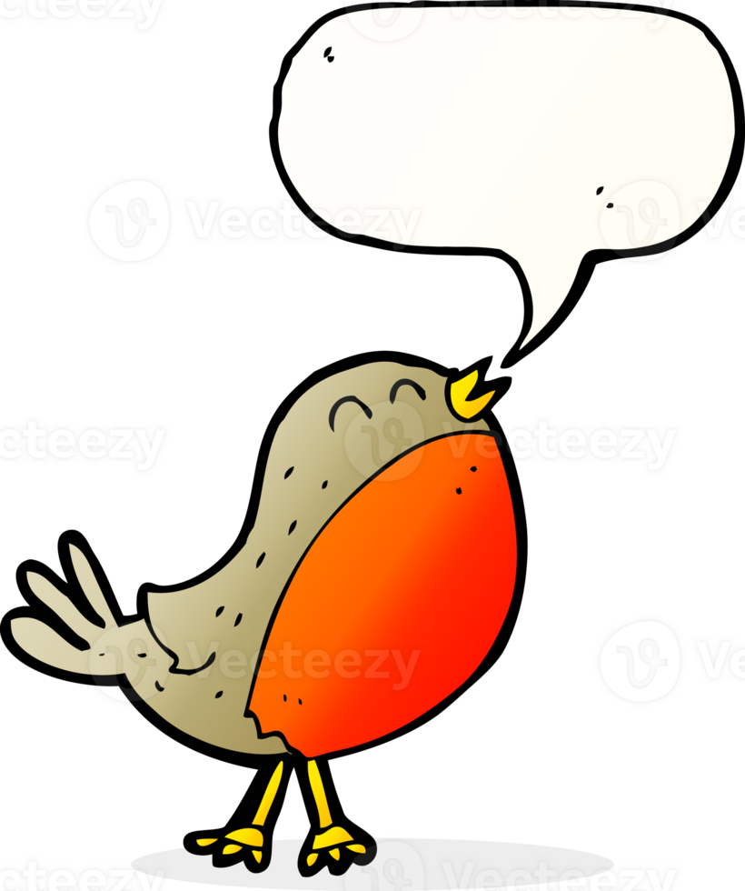 cartoon christmas robin with speech bubble png