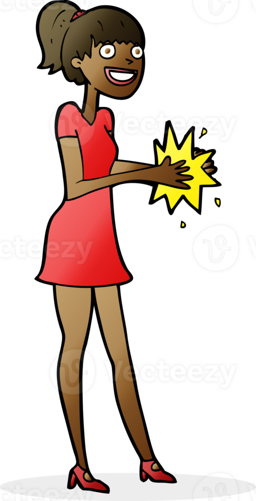 cartoon woman clapping hands png